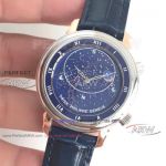 Perfect Replica Patek Philippe Celestial Watch - Blue Dial 43mm Black Leather Strap